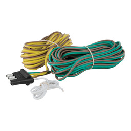 Curt 4-Way Flat Connector for Rewiring Trailer, Includes 20' Wires (Packaged) - 57220