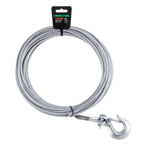 Curt 50' Winch Cable with Snap Hook (5,600 lbs.) - 29461