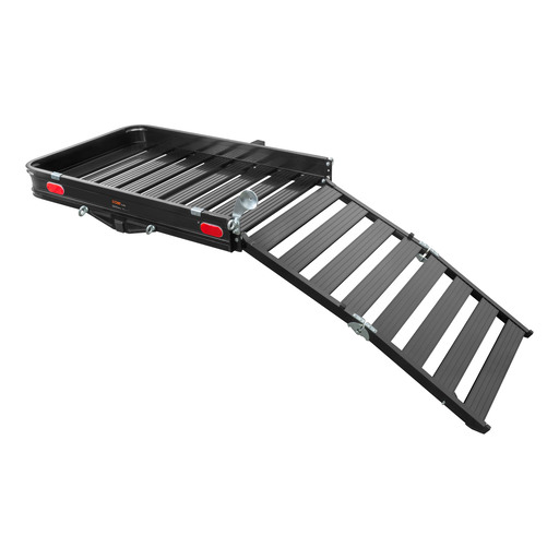 Curt 50" x 30" Black Aluminum Hitch Cargo Carrier with Ramp (Folding 2" Shank) - 18112