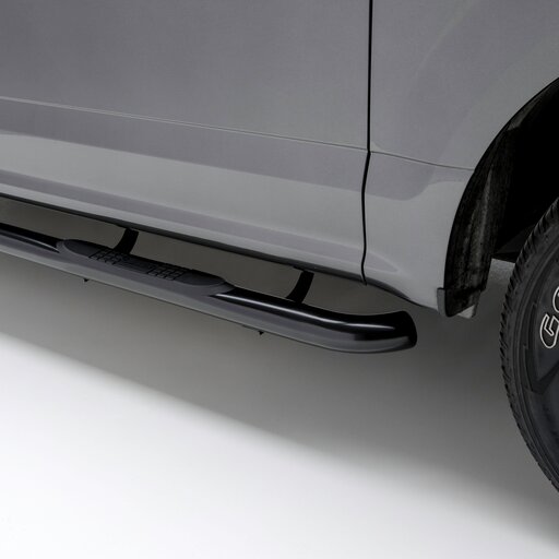 3" Round Black Steel Side Bars, Select Chevrolet Silverado, GMC Sierra 1500