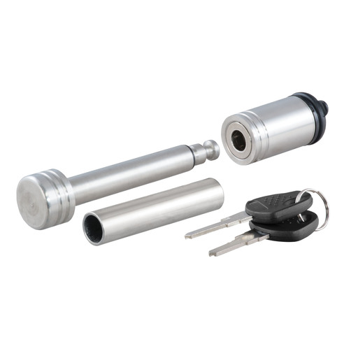 Curt 1/2" Hitch Lock with 5/8" Adapter (1-1/4" or 2" Receiver, Barbell, Stainless) - 53517