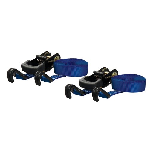 Curt 16' Blue Cargo Straps with J-Hooks (733 lbs, 2-Pack) - 83020